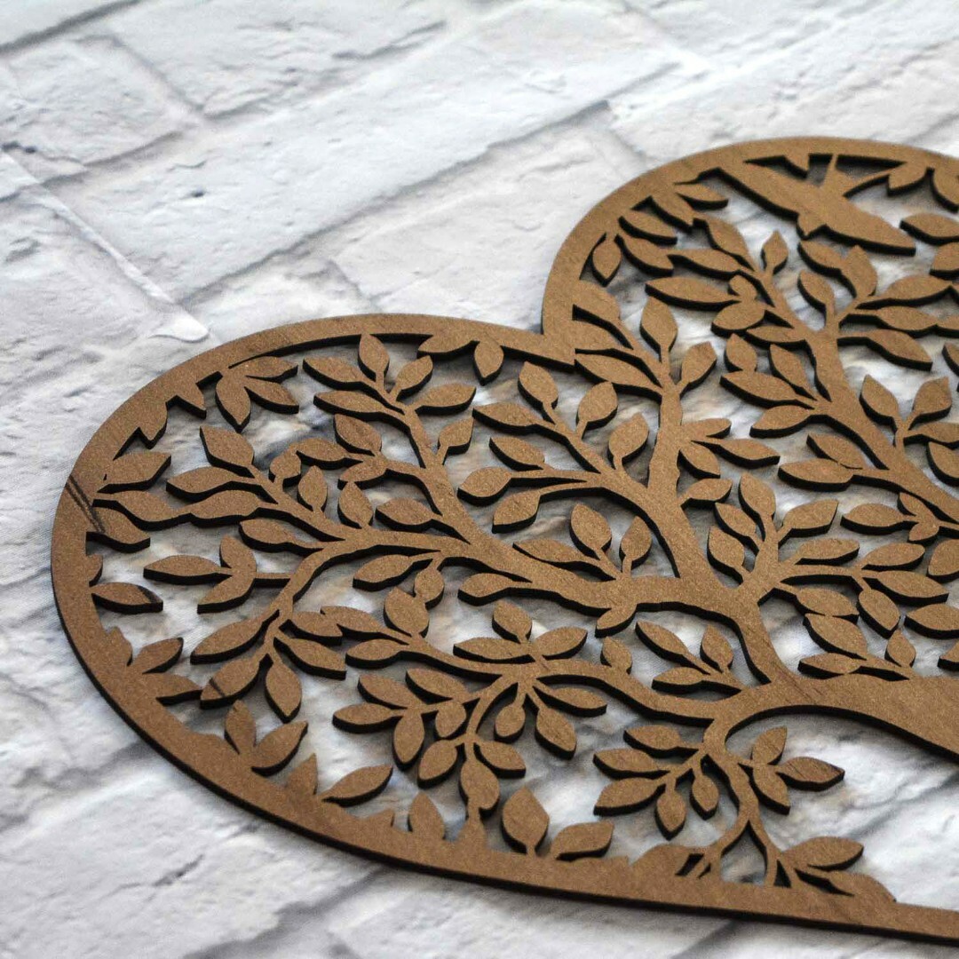 Drevený strom na stenu - Srdce | Dub tabakový