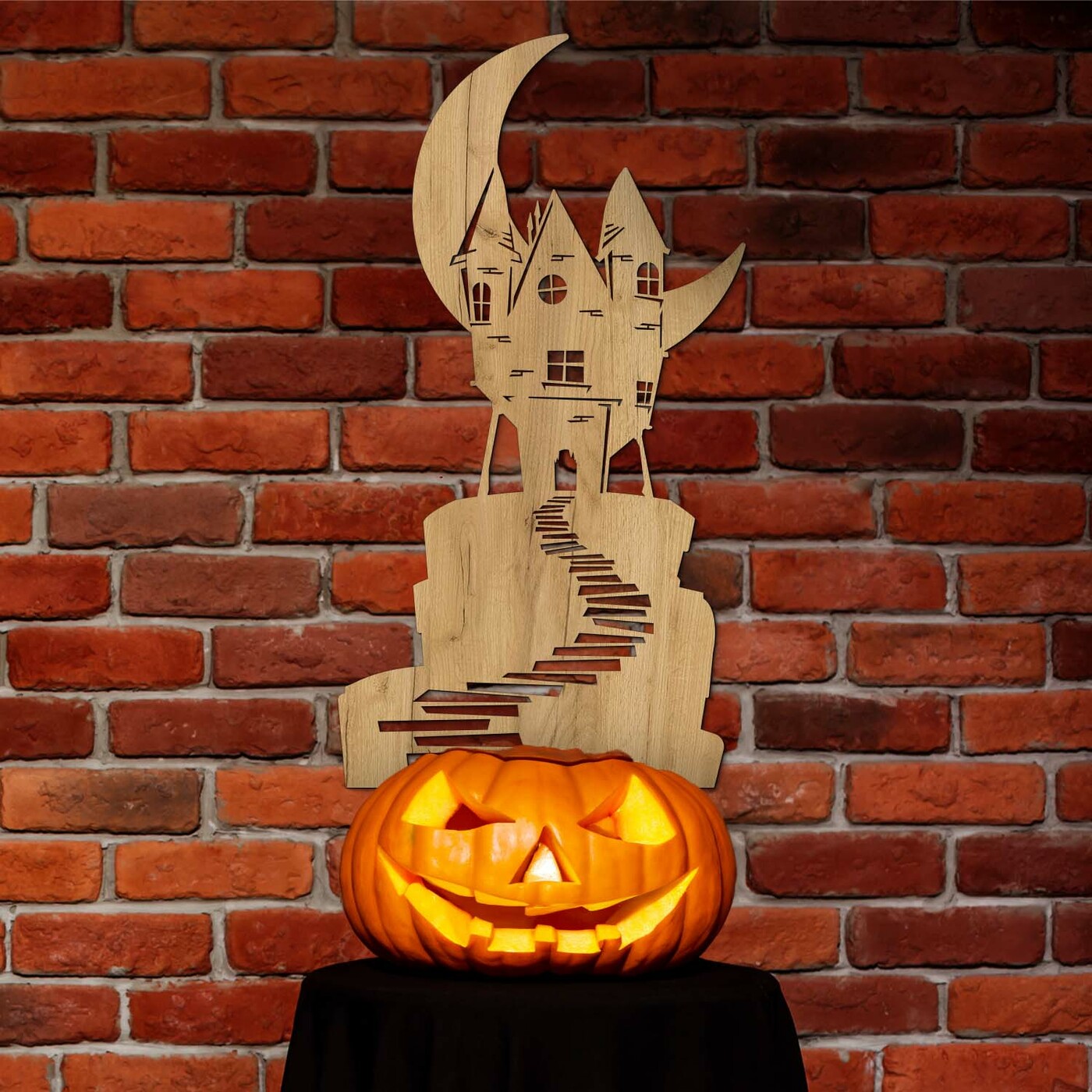 Wooden Halloween Decoration - Haunted House | Gold Craft Oak