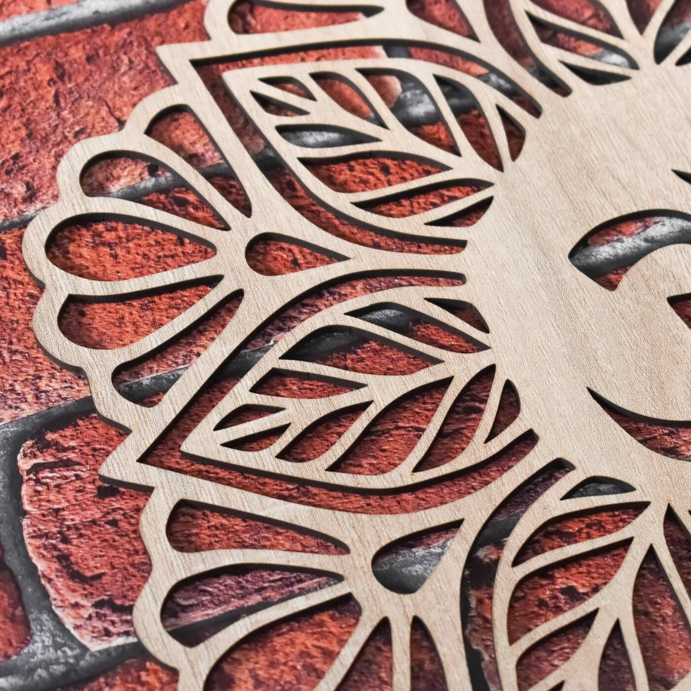 Wooden Mandala Wall Art - Ohm Symbol | Oak Sonoma