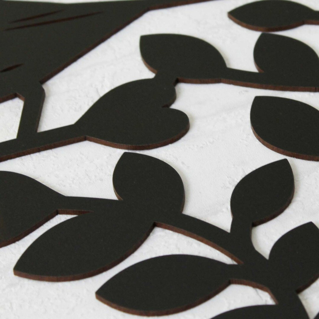 Wooden Wall Sticker - 2 Birds | Black