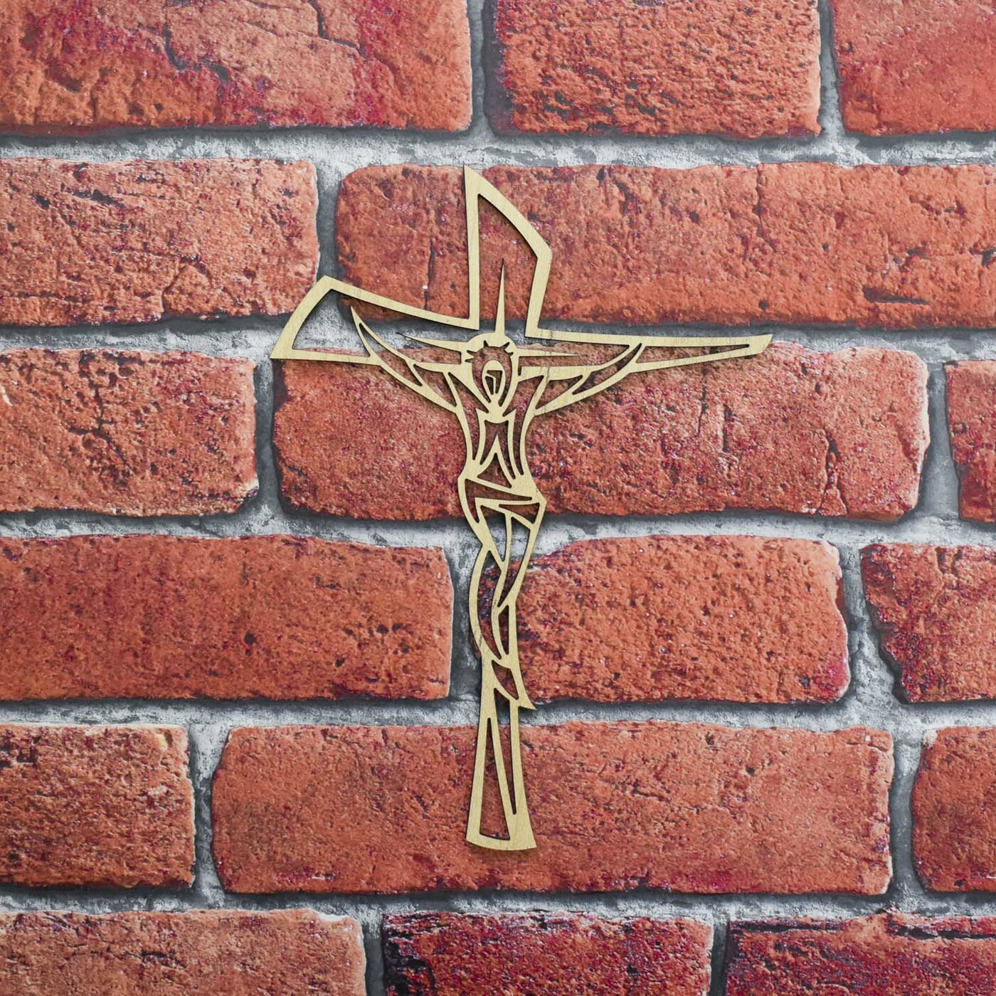 Modern Cross on the Wall | Gold Craft Oak