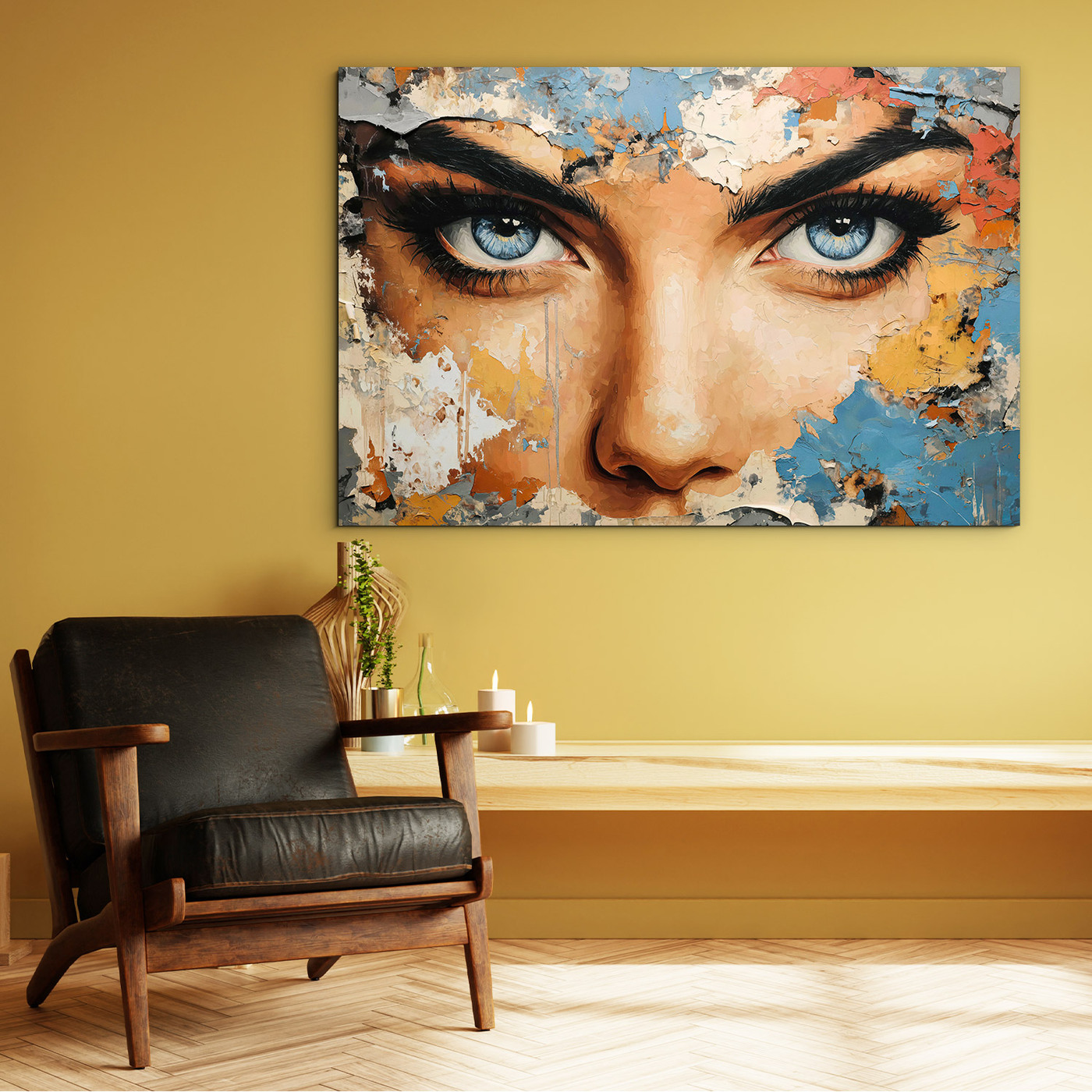 Nástenný obraz na dreve - Pohľad ženy