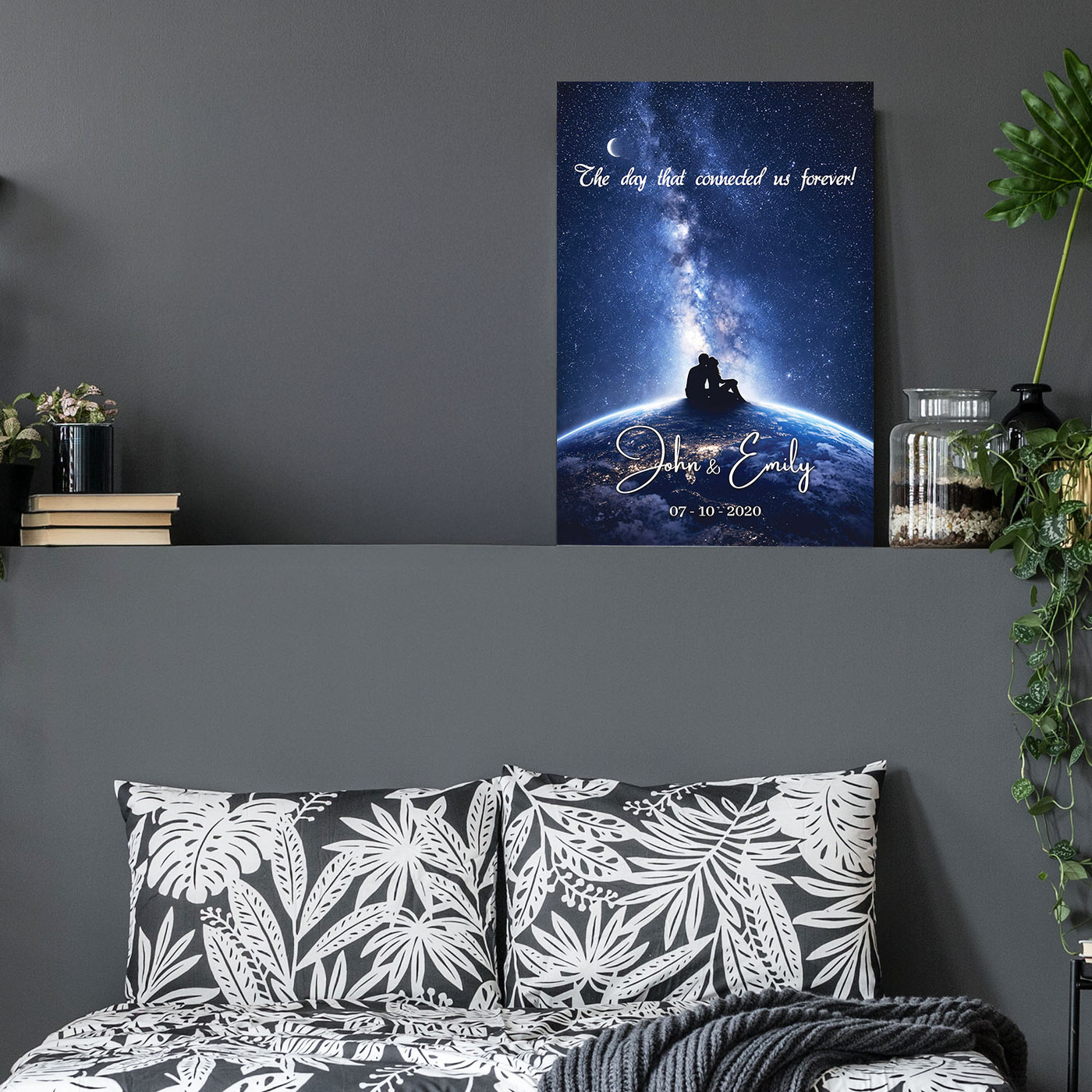 Personalized Wooden Wall Art - Night Sky with Names and Date