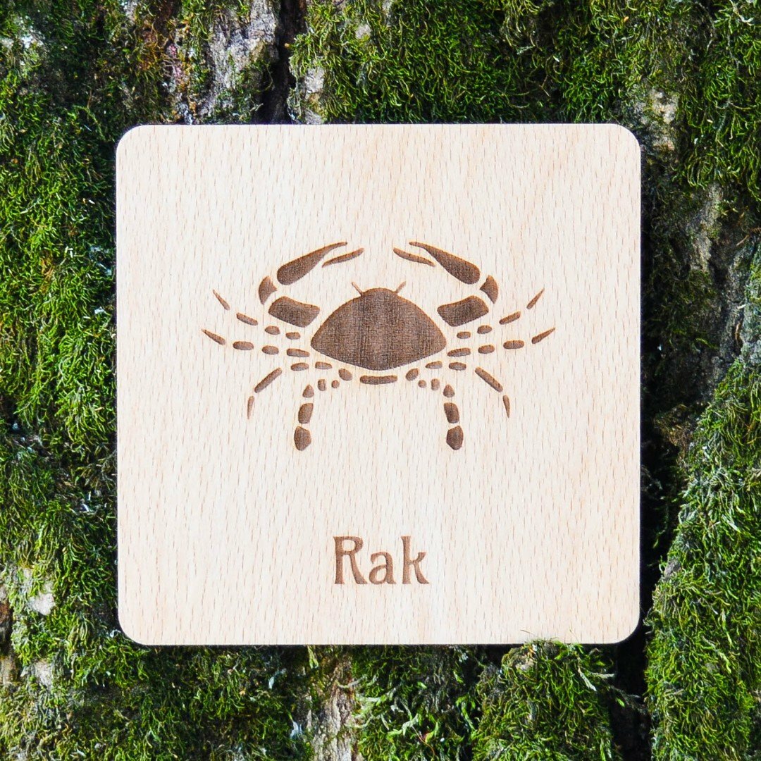 Drevená podložka pod pohár - Znamenie rak