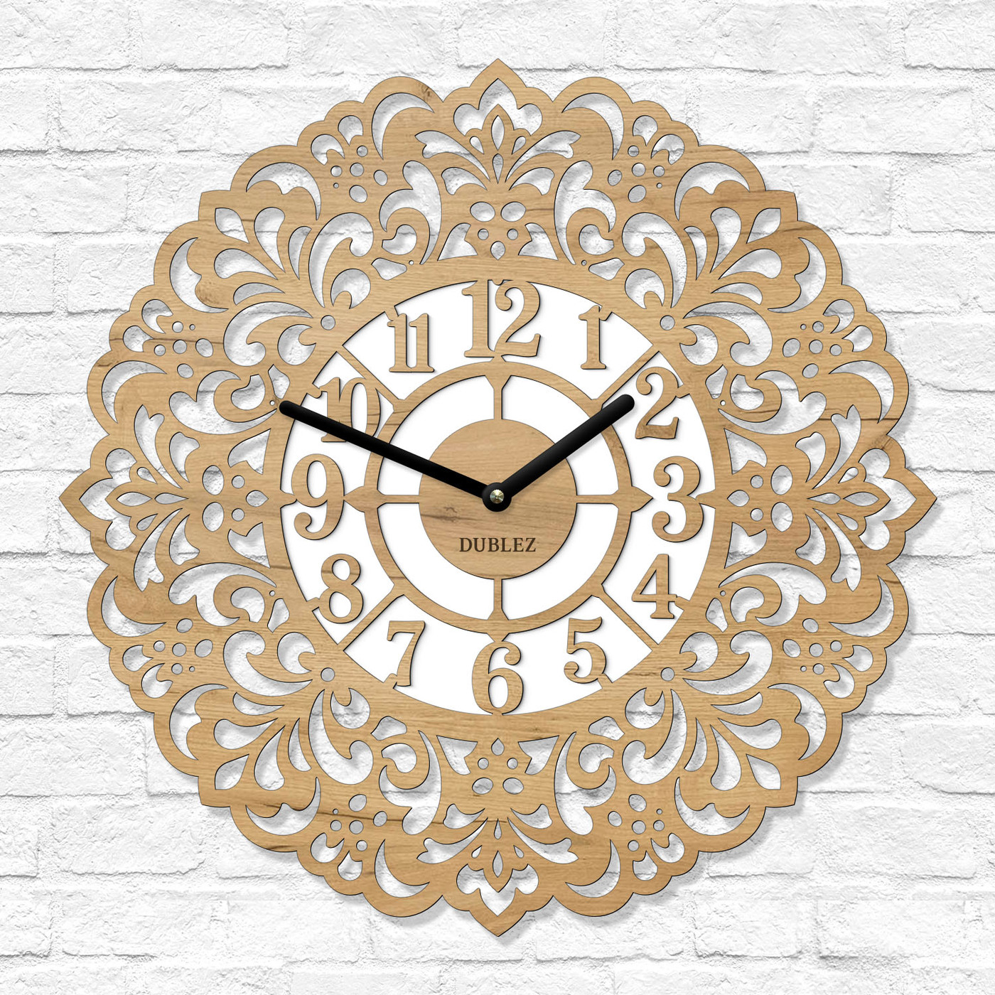 Wooden clock with mandala - Flower of Time | Maple
