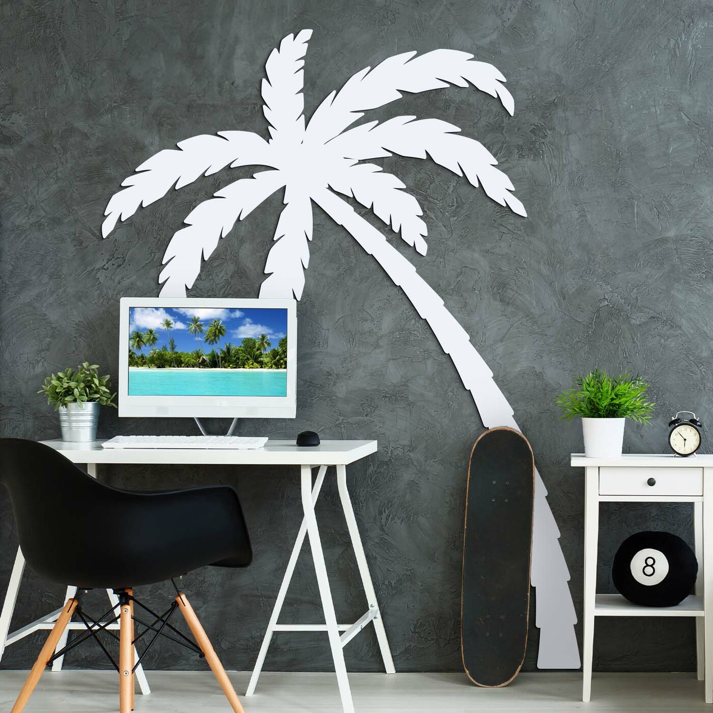 Cut-out Wall Art of a Tree - Palm | White