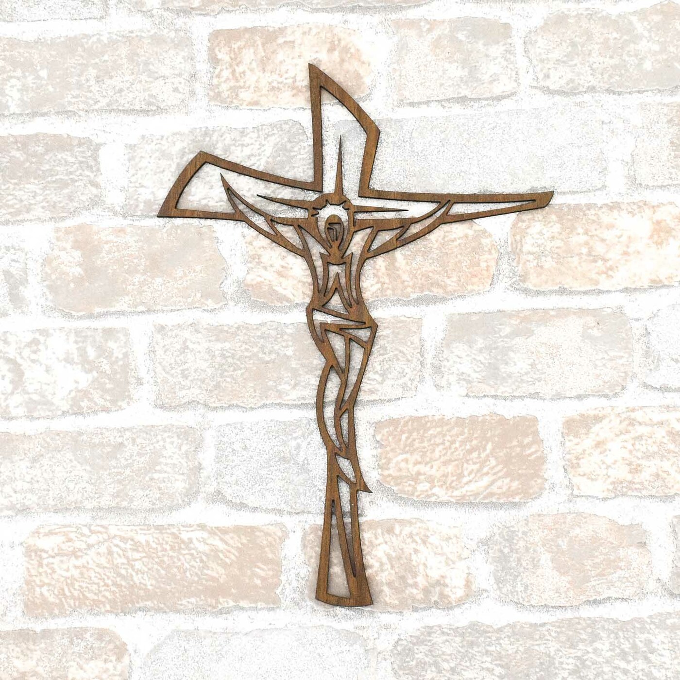 Modern Cross on the Wall | Walnut
