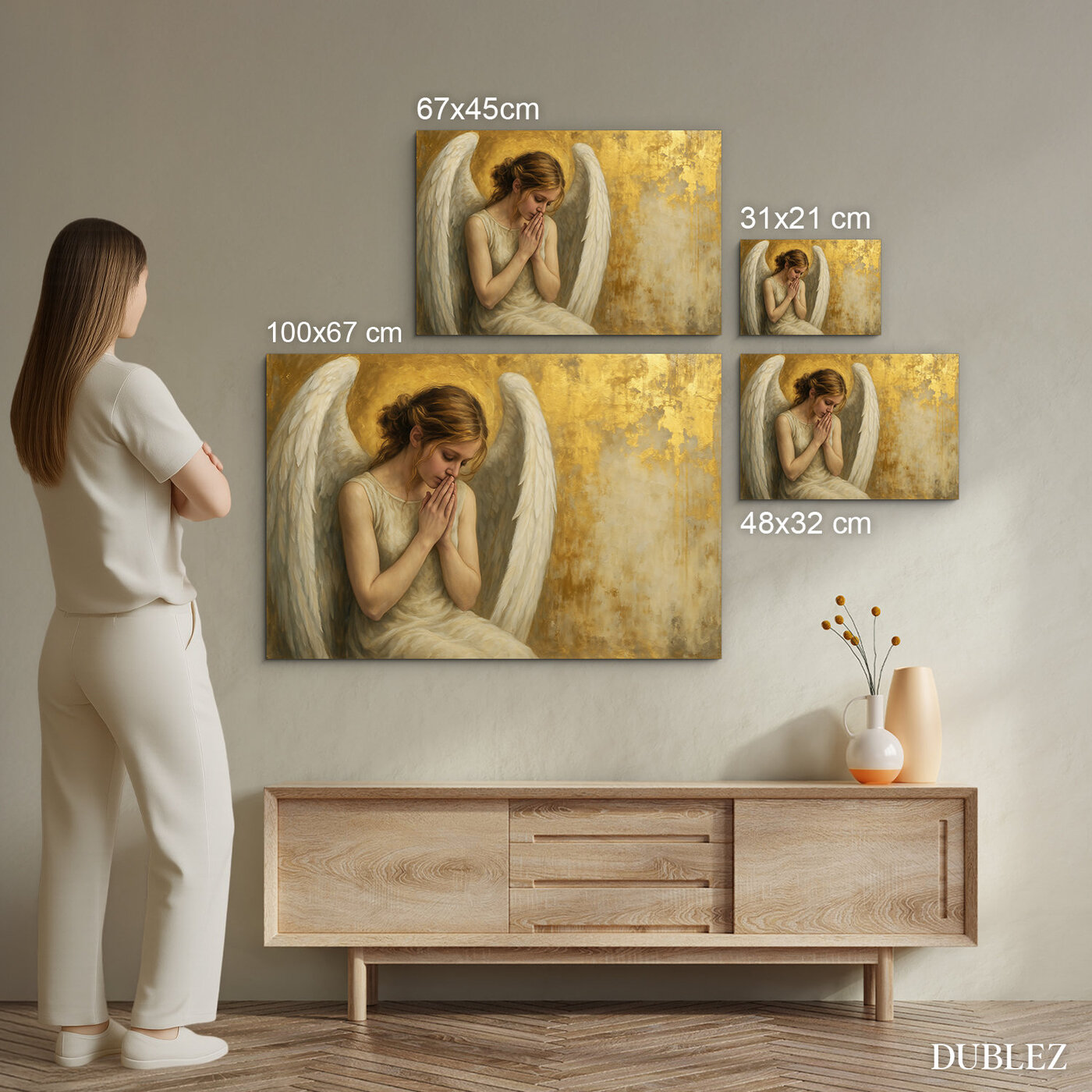 Zlatý dřevěný obraz - Anděl