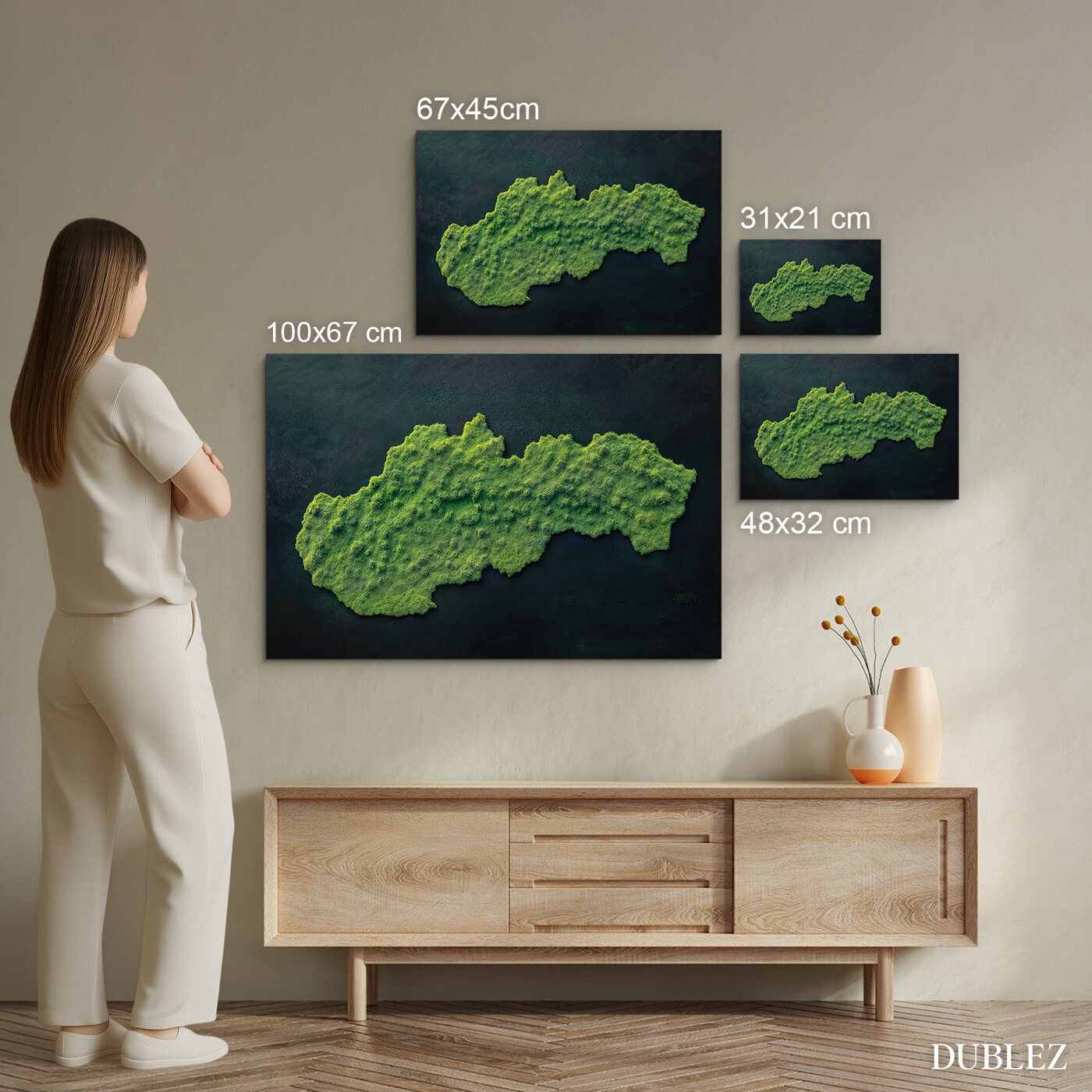 Machový obraz na stenu - Mapa Slovenska (UV tlač)