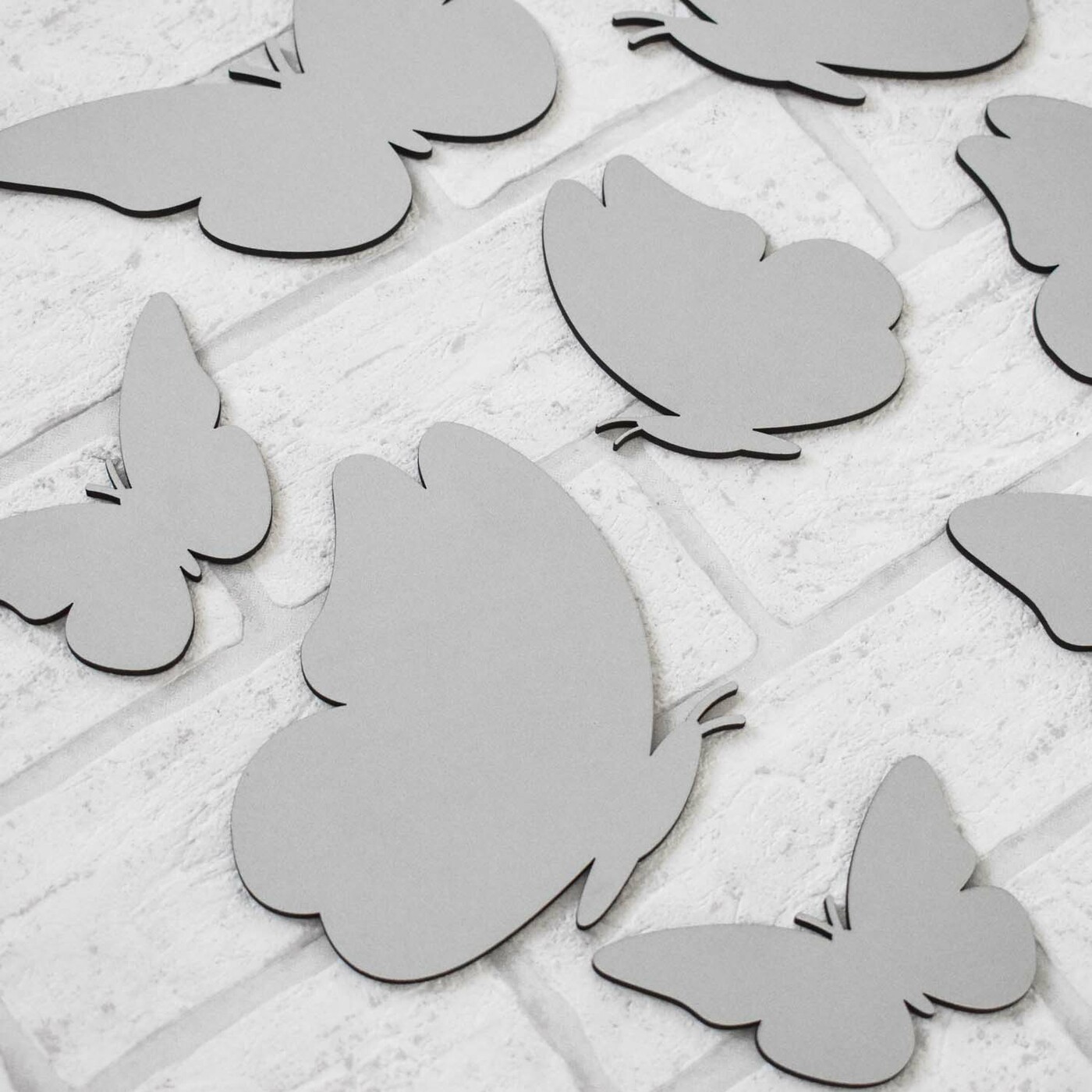 Decorative 3D Butterflies on the Wall 6 pcs | Silver