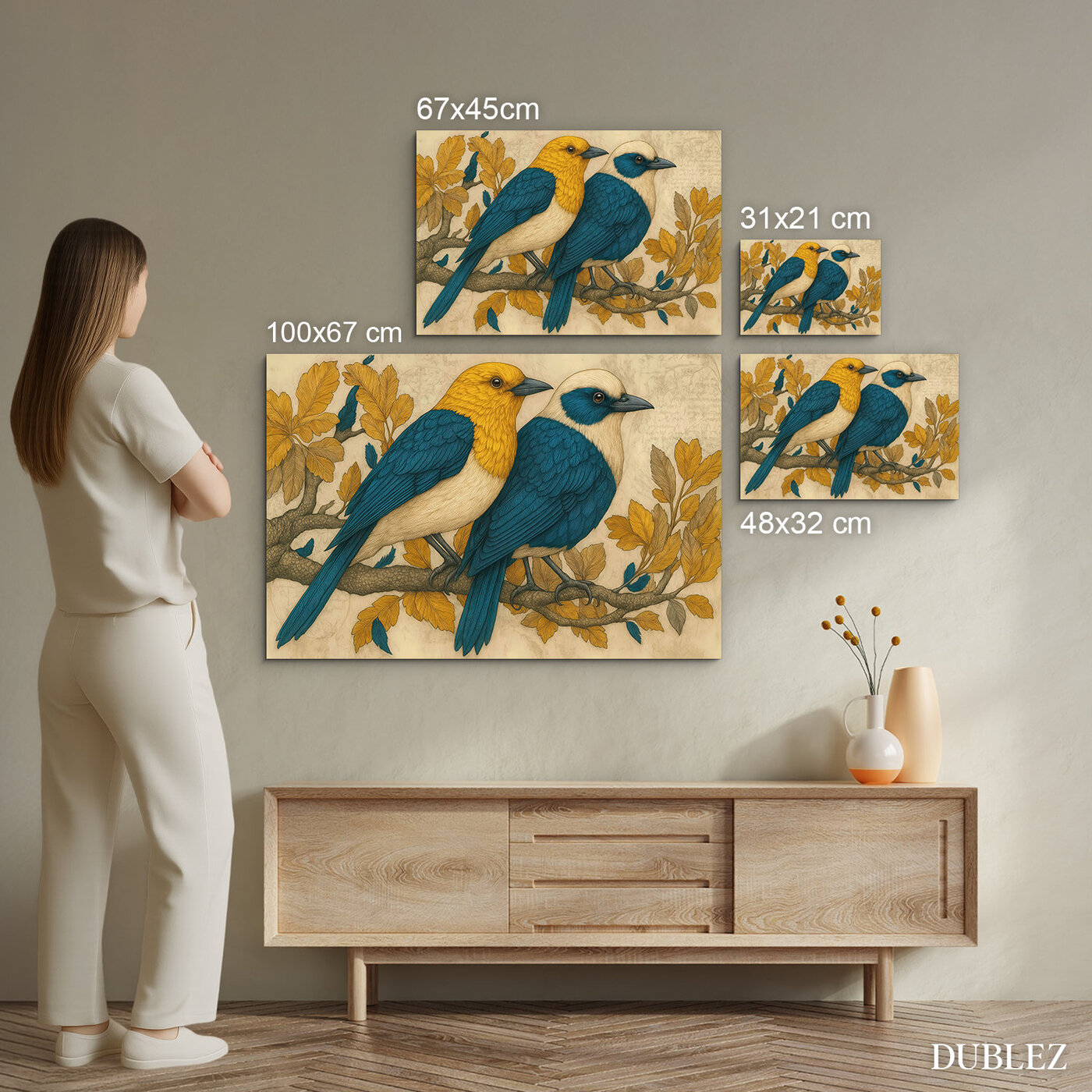 Moderný obraz vtákov - V tieni lístia