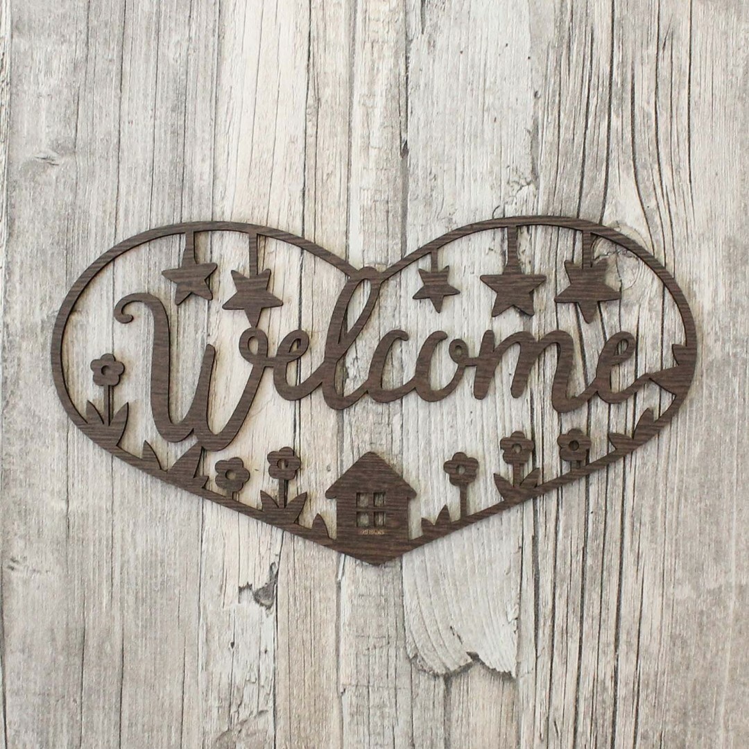 Wooden Wall Decoration - Welcome | Walnut