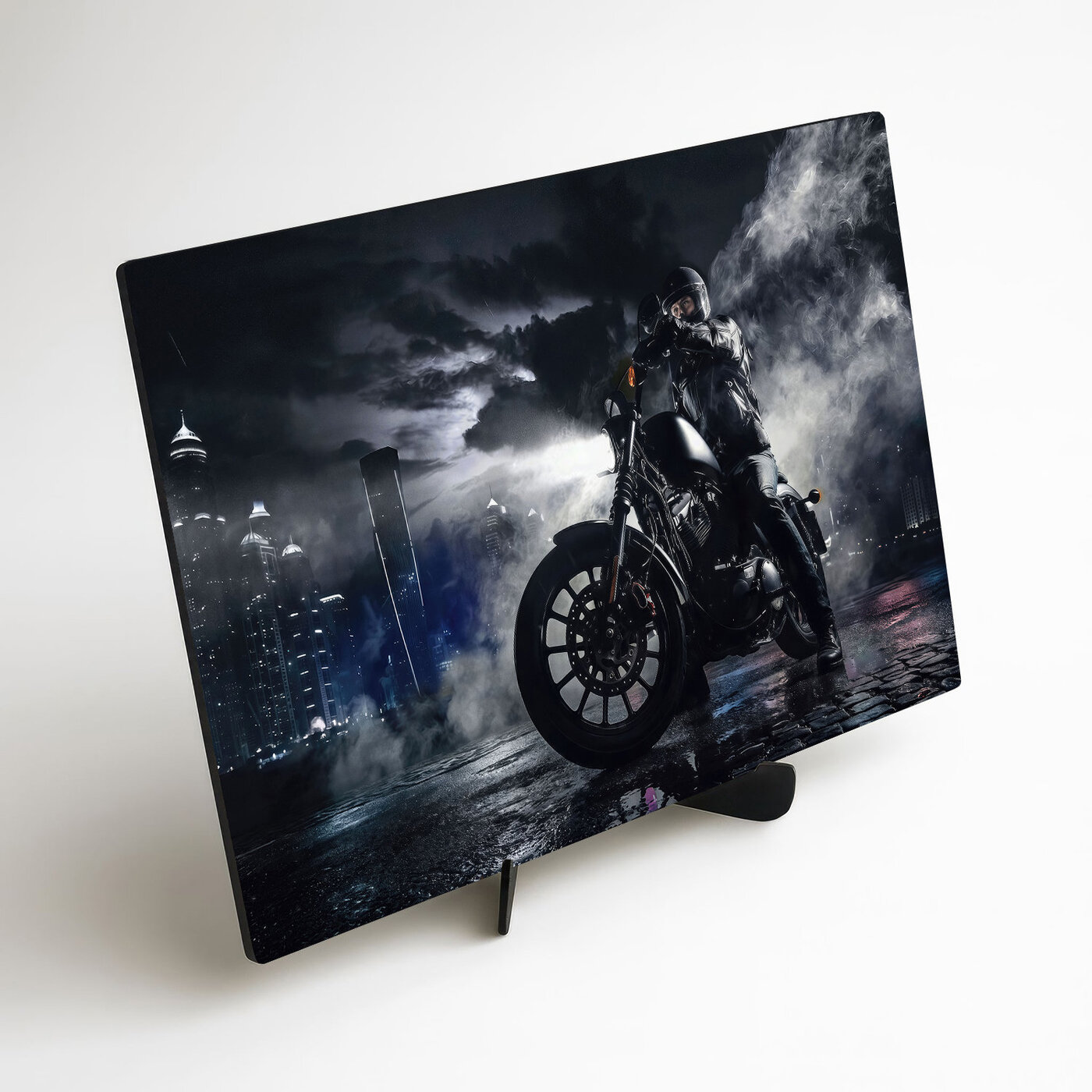 Motorcycle painting on wood - Night Rider