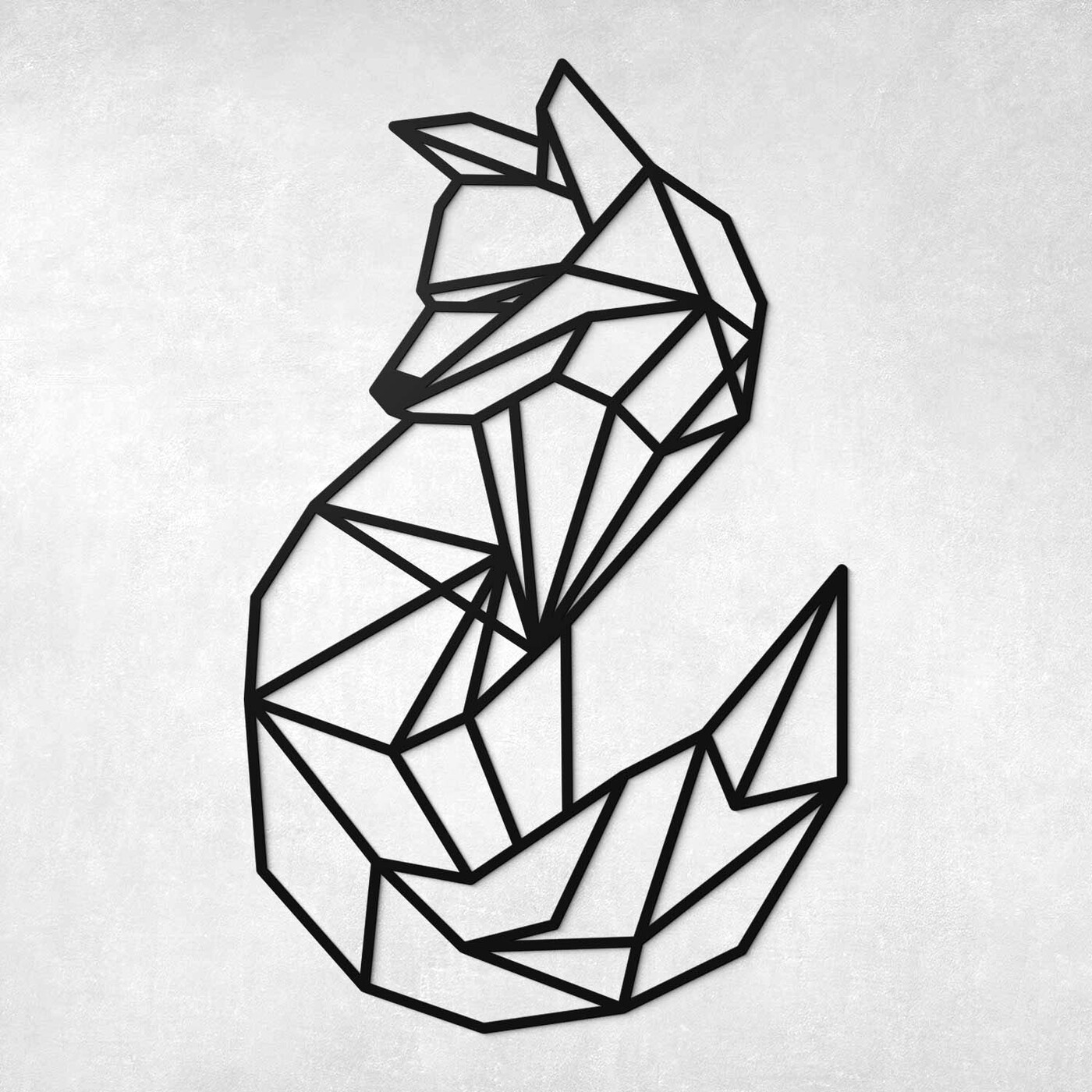 Industrial Wall Art - Polygonal Fox | Black