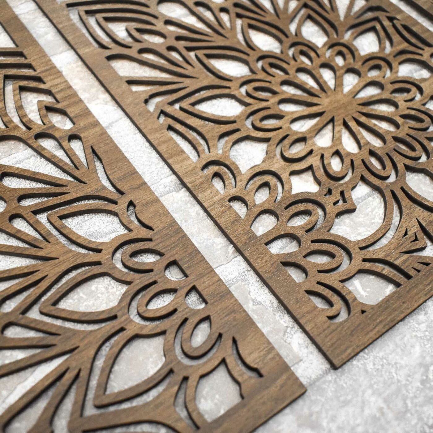 Multi-Part Mandala on the Wall - Abundance | Walnut