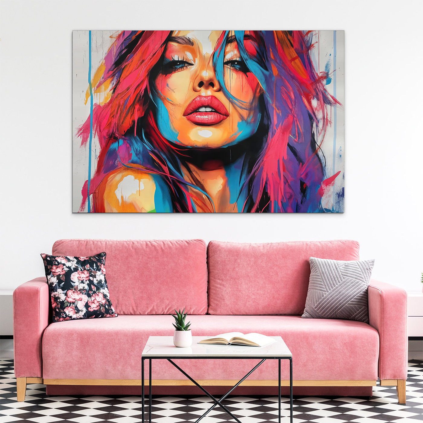 Pop art dřevěný obraz - Žena v barvách