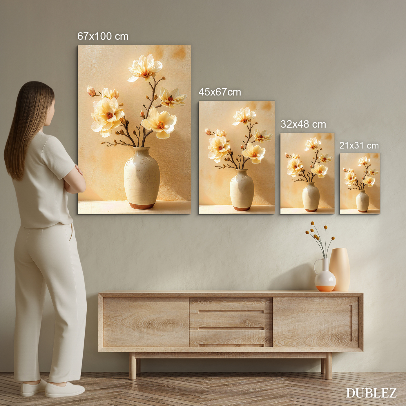 Nástěnný obraz - Žluté magnólie ve váze