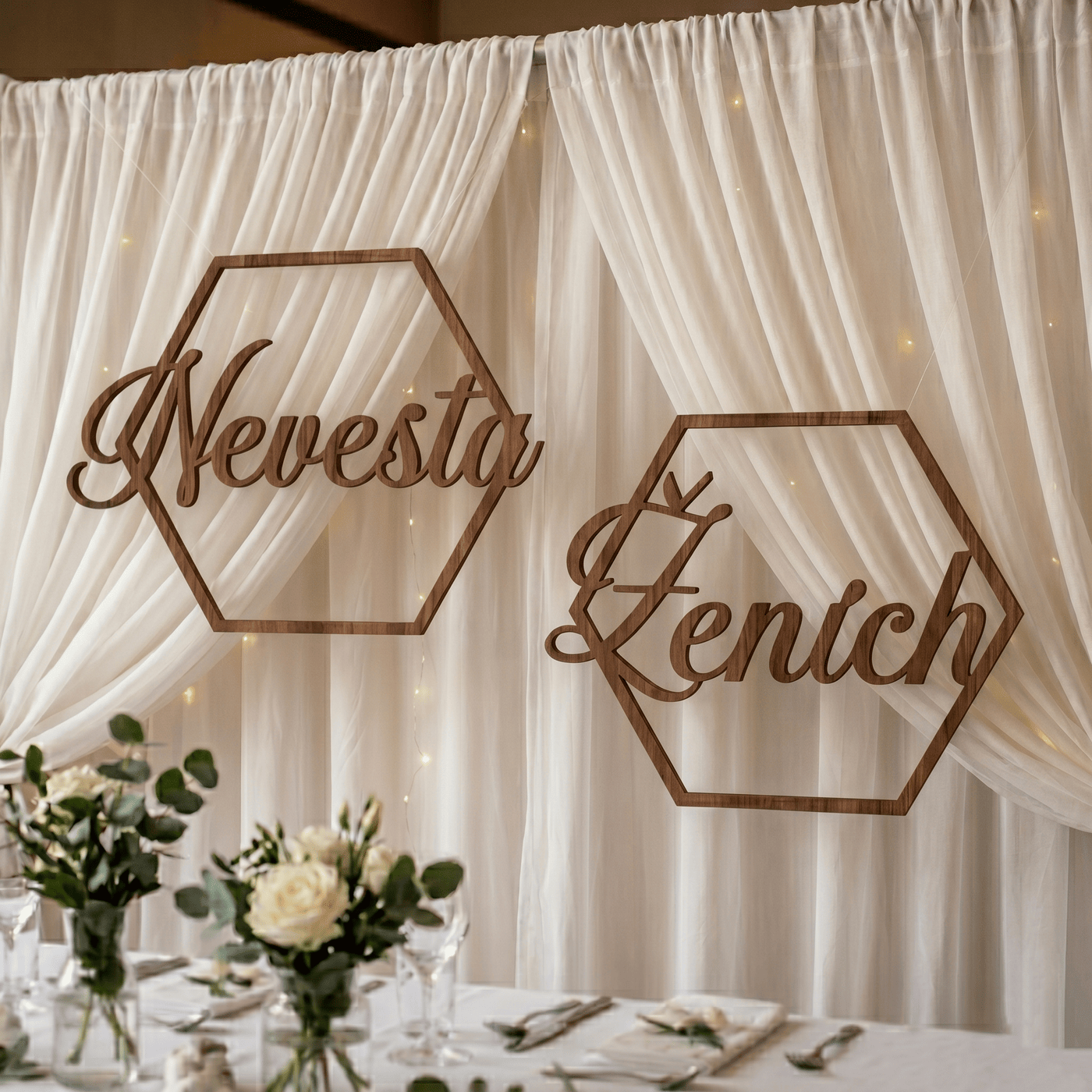 Svadobná dekorácia - Nevesta a Ženích | Orech