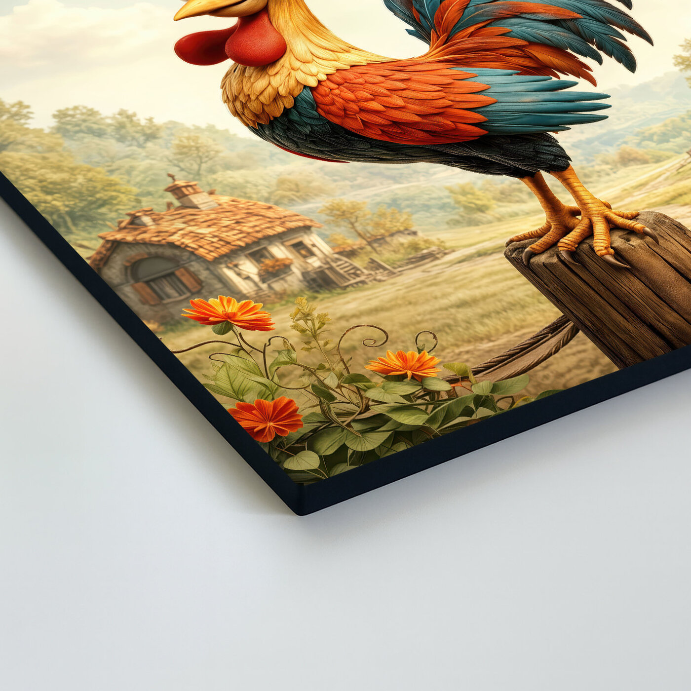 Drevený obraz pre deti - Kohút na farme