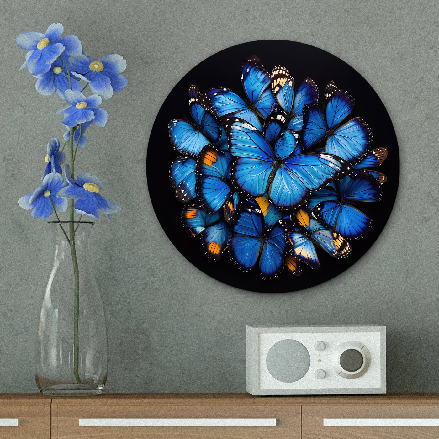 Okrúhly obraz z dreva - Motýlí sen