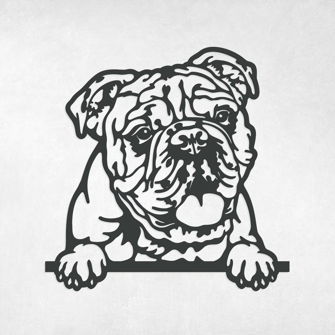 Cut-out 3D Wall Art of a Dog - Bulldog | Anthracite Gray