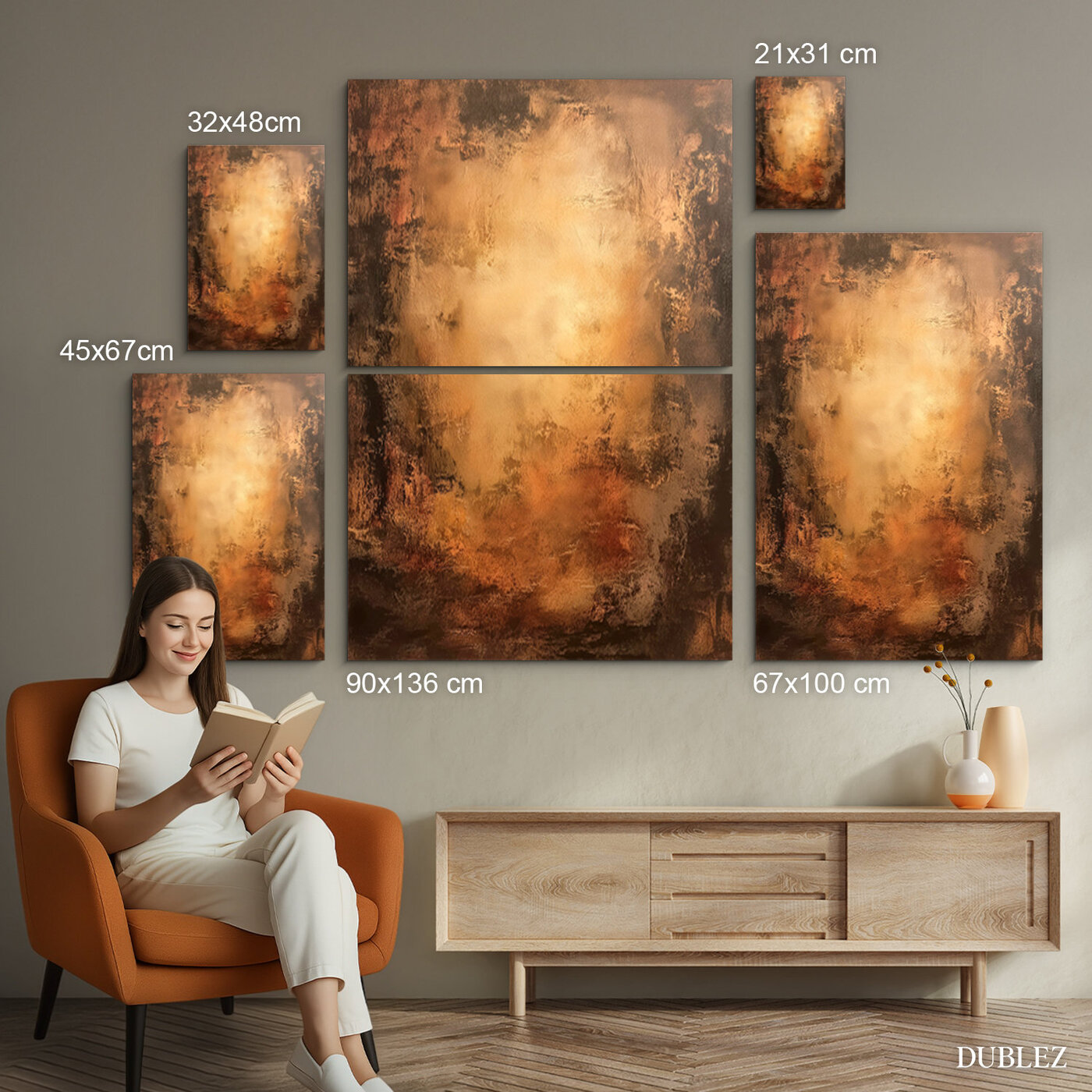 Zlatý abstraktný obraz na dreve - Oxidus