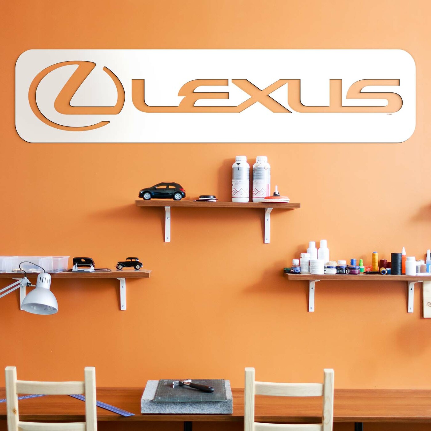 Wooden Board - Lexus Car Logo | White