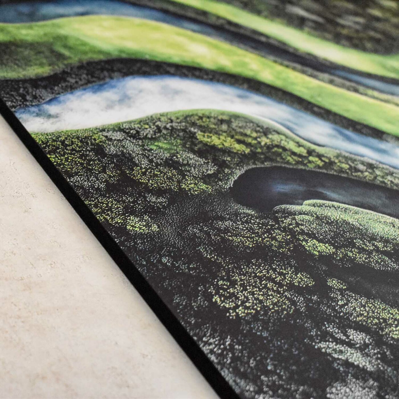 Abstraktní dřevěný obraz - Mechové vlny