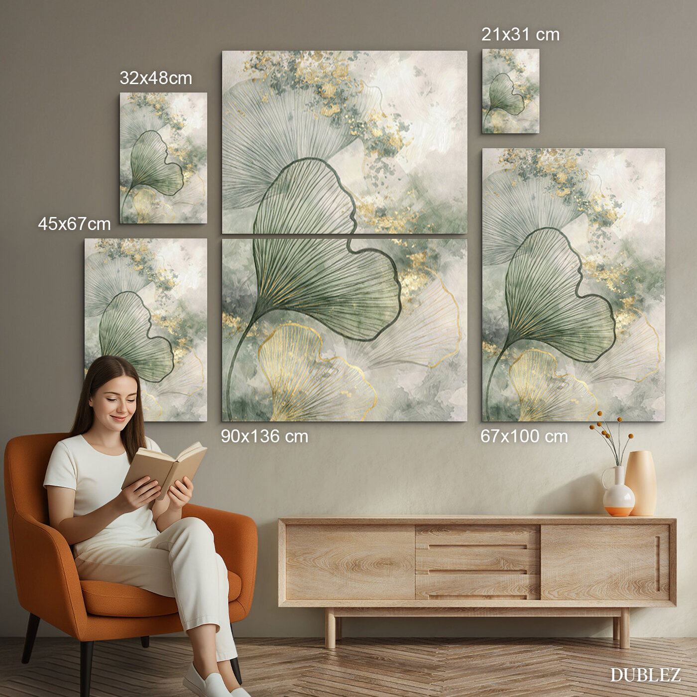 Moderný drevený obraz - Ginkgo Linea