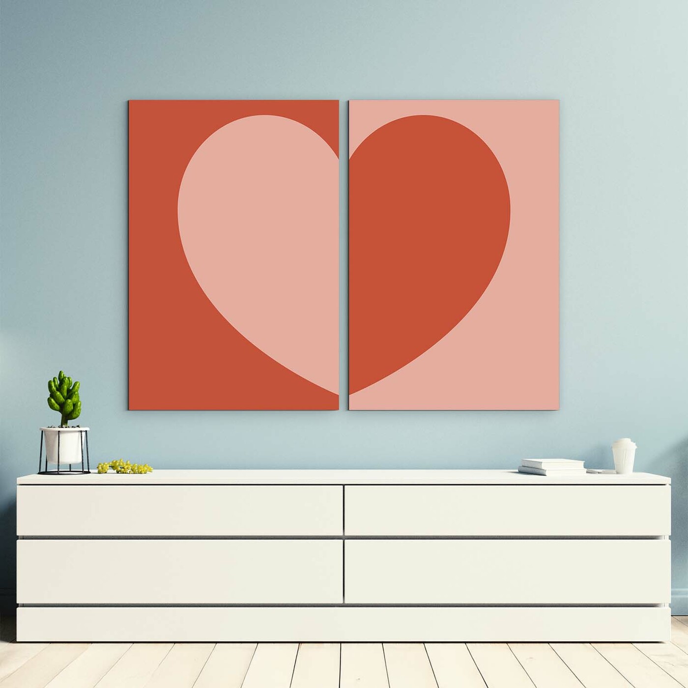 2-Piece Wooden Wall Art - Heart