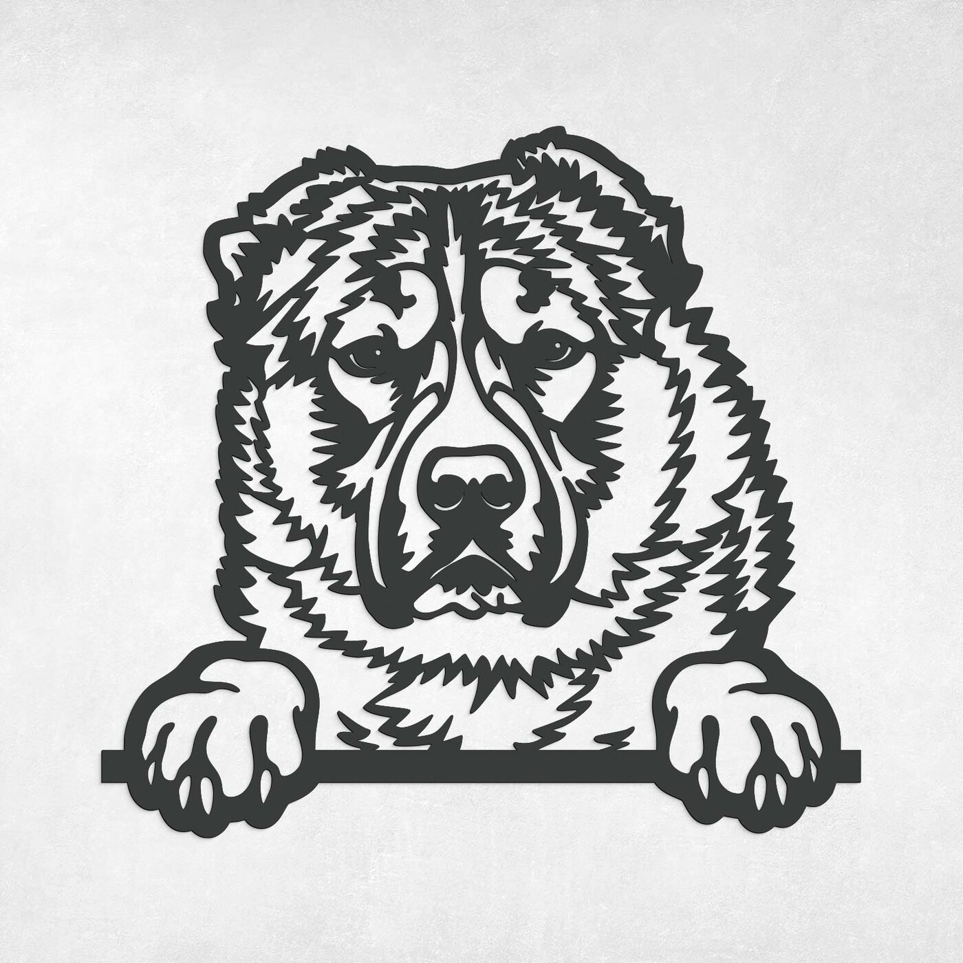 Drevený obraz - Pes Aziat | Antracitovo-šedá