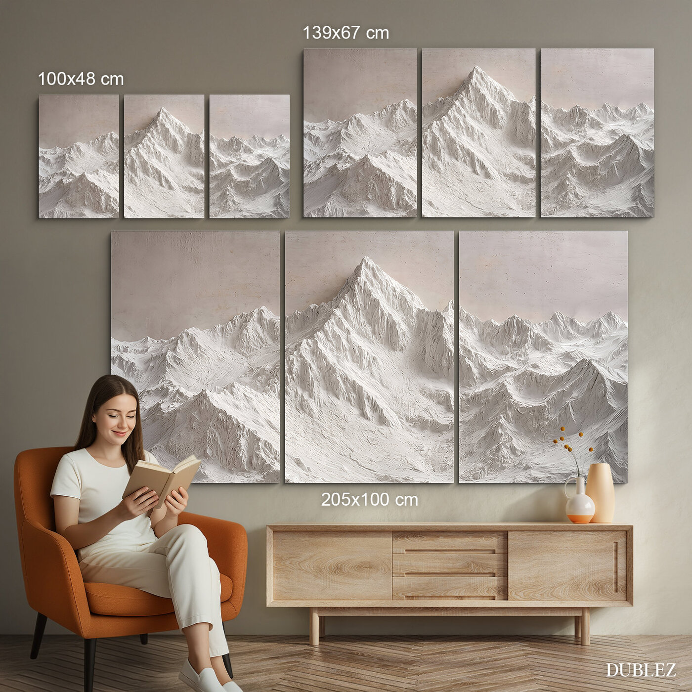 3-Piece Wall Art Mountains - Snowy Silence
