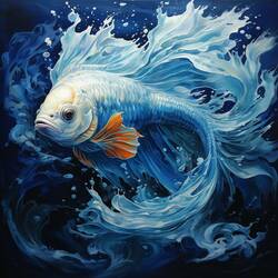 Znameniu zverokruhu Ryby vládne živel voda, čo je vyjadrené ich veľkými plutvami s odrážajúcou sa vodou, ktoré zdôrazňujú ich intuitívnu a empatickú povahu.