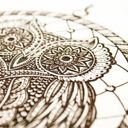 Engraved Wall Art - Dream Catcher Owl | White