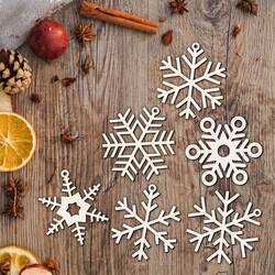 Snehové vločky na stromček - Set 6 druhov po 4 ks (24ks) | Topoľová preglejka