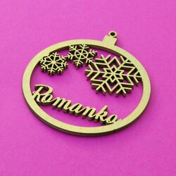 Drevená vianočná guľa s menom  | Zlatá