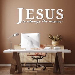 Wooden Sticker - JESUS is always the answer | White