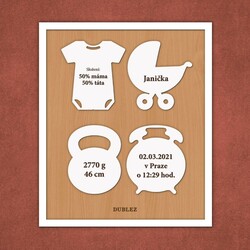Tabulka se jménem a porodními údaji | Bílá / Buk