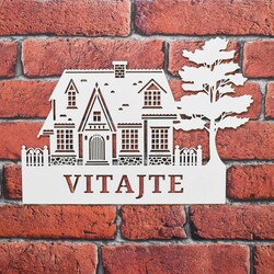 Drevená dekorácia na dvere - Vitajte  | Biela