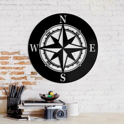 Drevená dekorácia na stenu - Kompas | Čierna