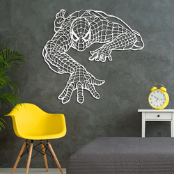 Drevený 3D obraz - Spider-Man na stene | Biela