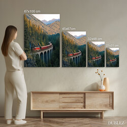 Drevený obraz na stenu - Vlak na horskom viadukte