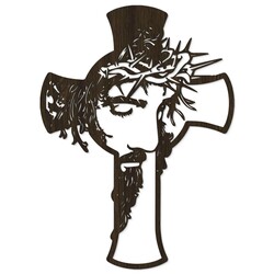 Wooden Cross on the Wall with Jesus | Wenge