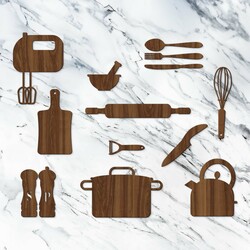 Drevené nálepky na stenu do kuchyne | Orech