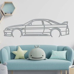 Drevená dekorácia na stenu - Nissan R33 GT-R | Strieborná