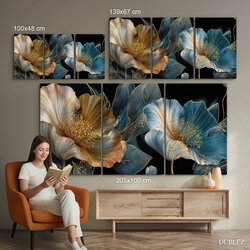 3-dielny glamour obraz - Veľké kvety