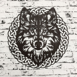 Wooden Wall Art - Wolf in Frame | Wenge
