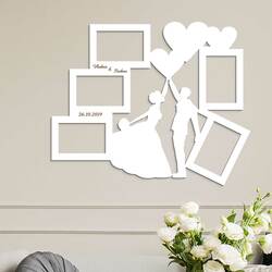 Wedding Photo Frame with Names and Date | White