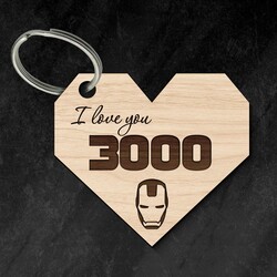 Wooden Keychain - I Love You 3000