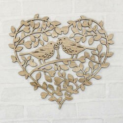 Wooden Wall Sticker - 2 Birds | Oak Sonoma